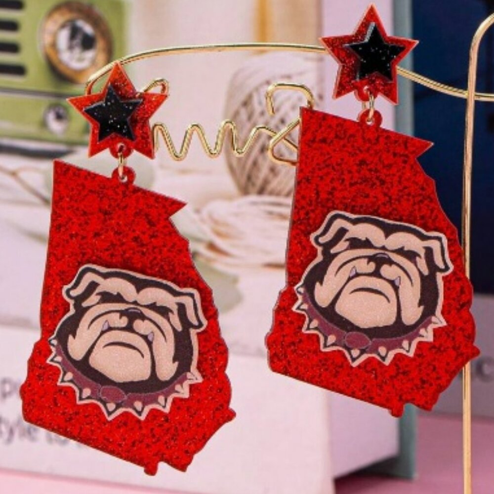 NEW! University of Georgia Bulldogs Glitter Game Day‎ Stud Earrings